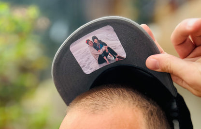 Custom Under-Bill Hat Patch – Photo or Message | Peel & Stick (Permanent or Removable) Perfect gift for Her or Him