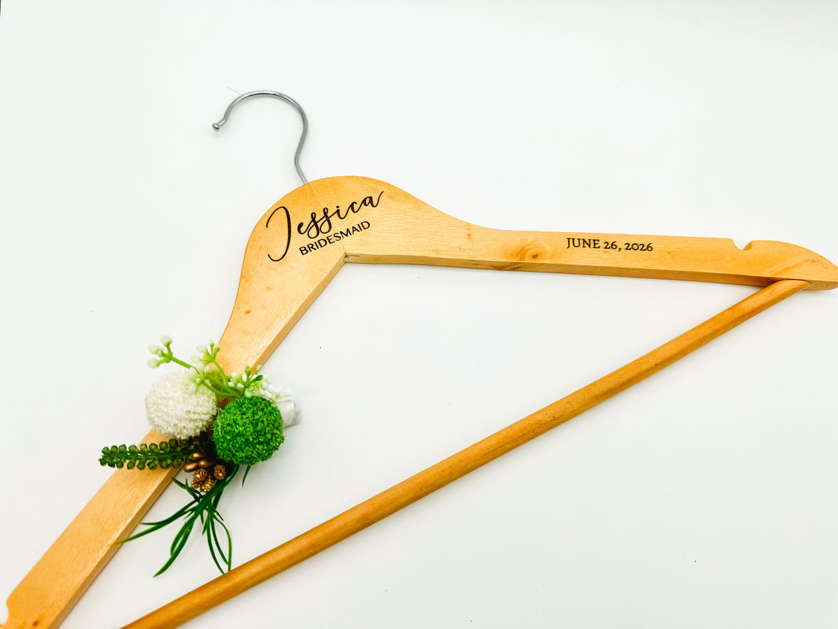 Personalized Bridesmaid Hangers - Wedding Hanger Wooden Engraved Bridal Dress Hanger Name Hangers