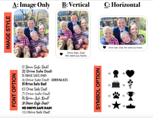 Load image into Gallery viewer, Custom Photo Car Visor Sticker for Gifts for Dad Personalized Father’s Day Gift for Him, Unique Gift for Dad from Son, Daughter, or Mother, Sentimental Keepsake