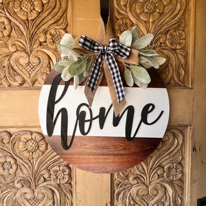 16” Farmhouse "Home” Door Hanging Sign